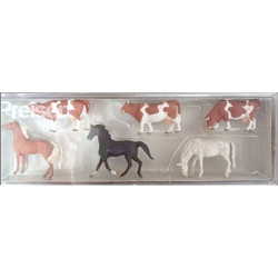 TT - koně a hnědé strakaté krávy 6 figurek