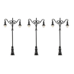 H0 - parková lampa dvouramenná LED studená bílá